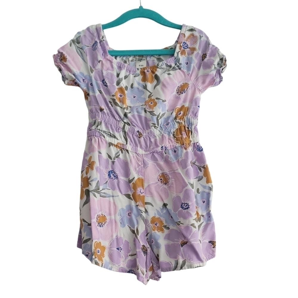 OshKosh 4T Purple Floral Short Sleeve Romper